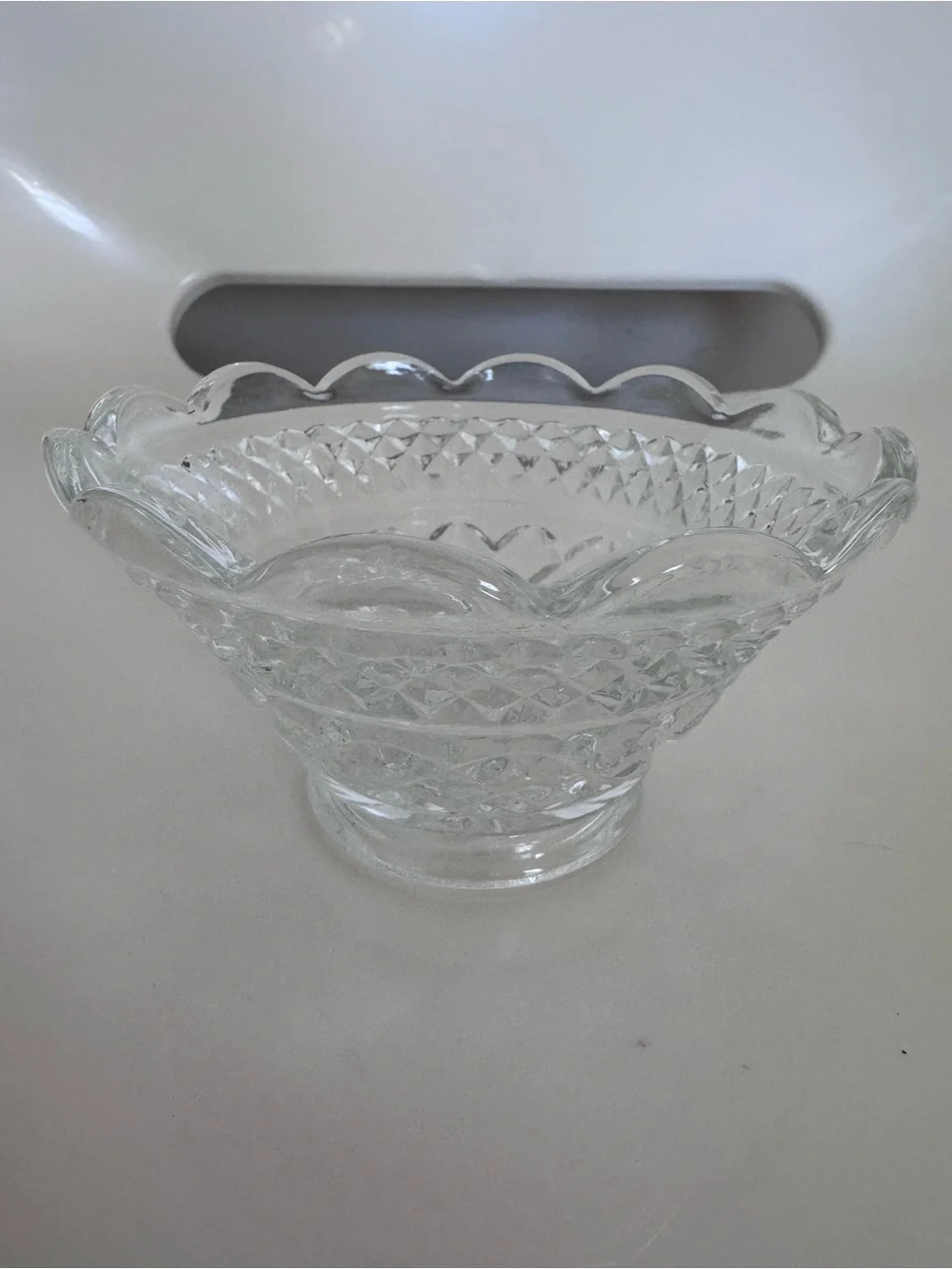 Vintage Cut Crystal Scalloped Bowl Candy Dish Cottagecore Grandmillennial Decor
